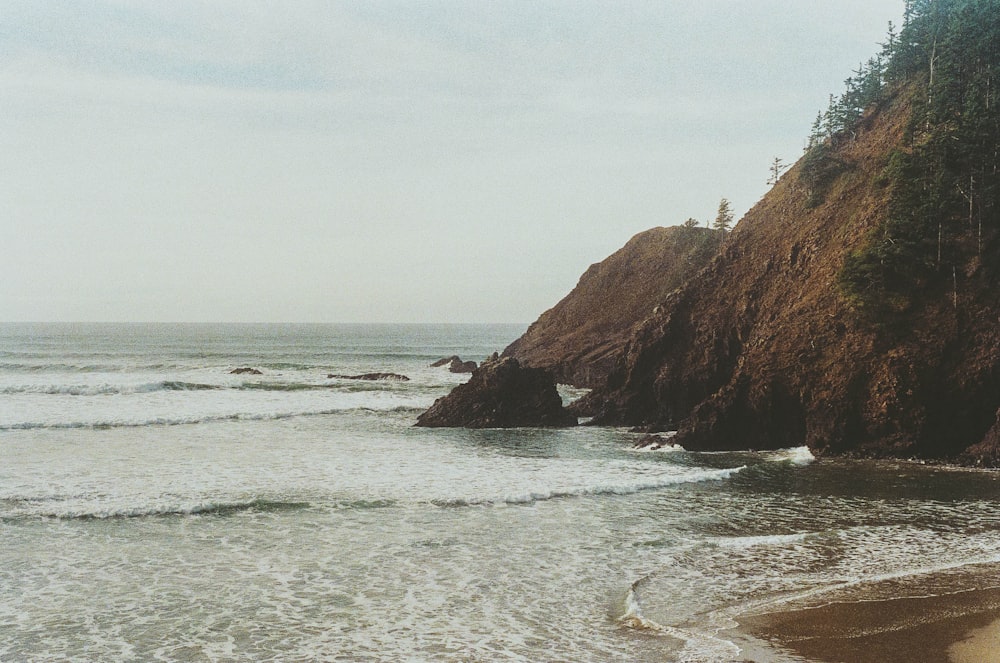 a view of the ocean from the shore of a beach