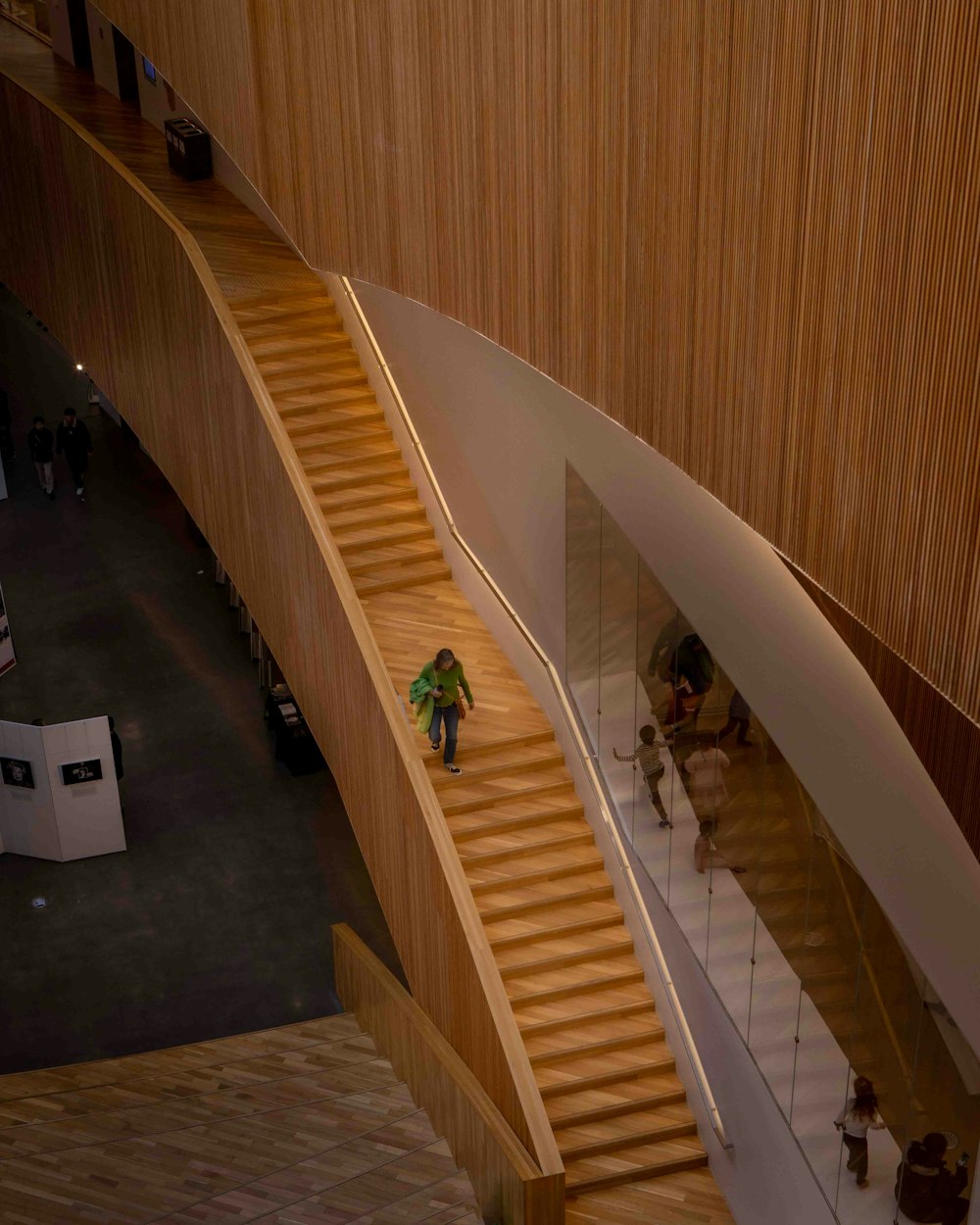 a person walking down a flight of stairs