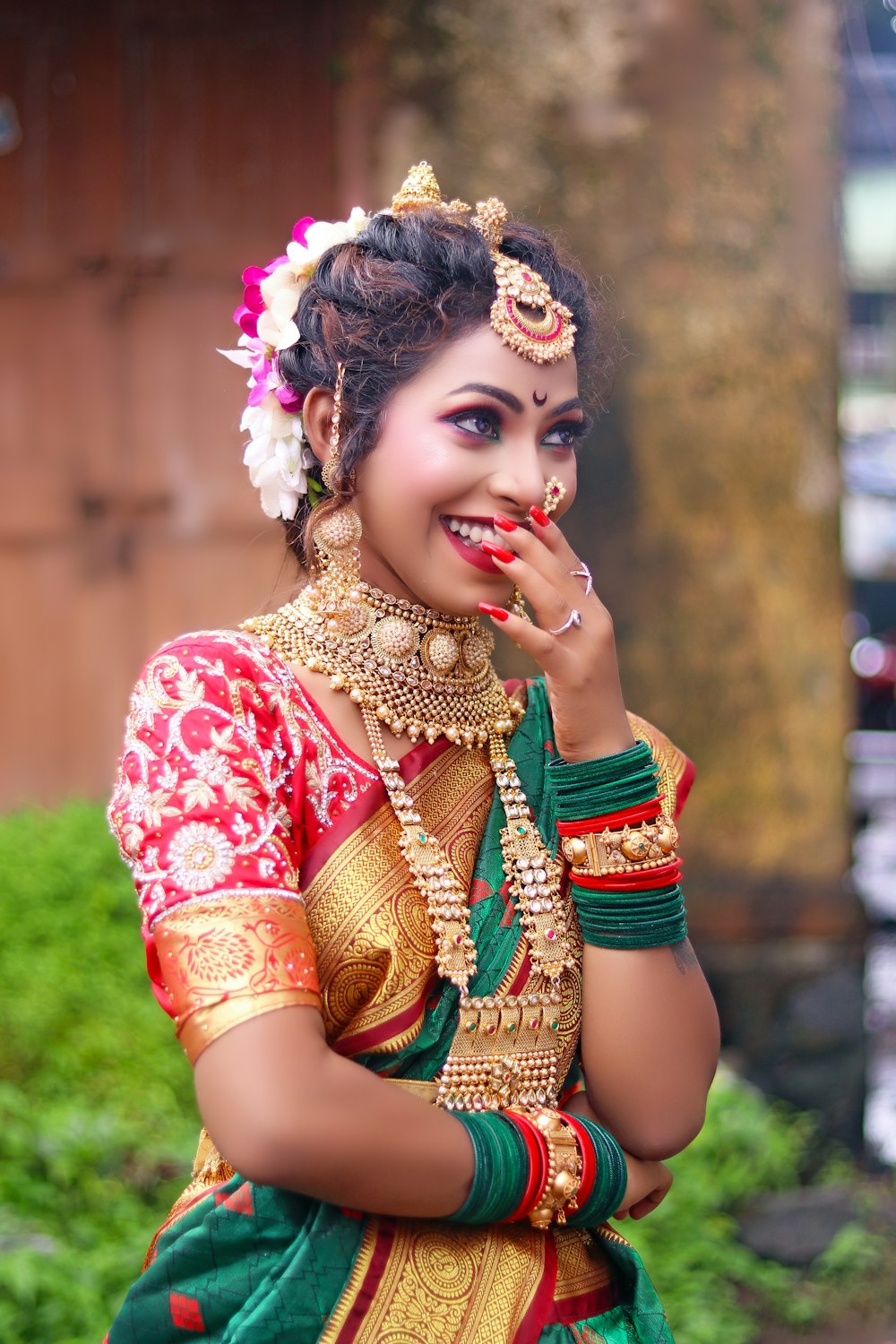 A Woman Dressed In Traditional Indian