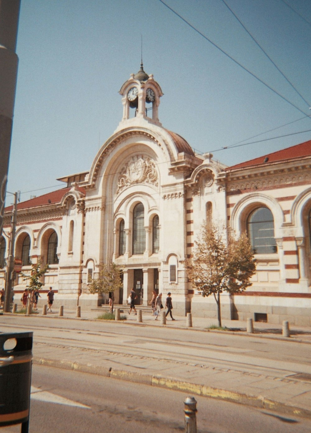 a large building with a clock on the front of it