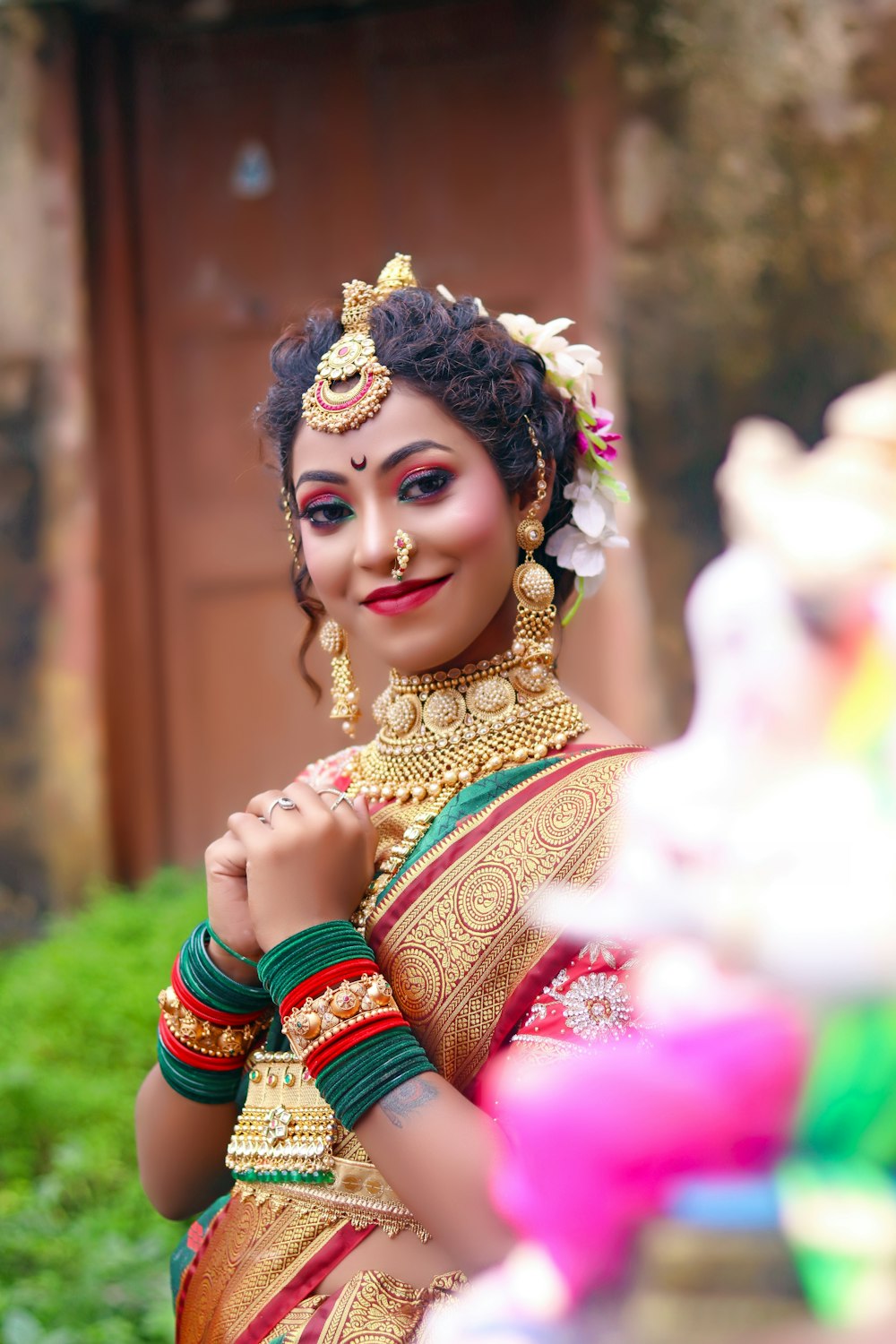 A Woman Dressed In Traditional Indian