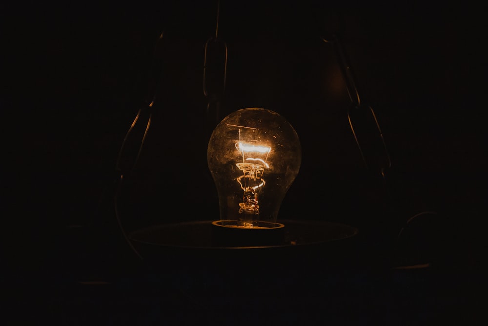 a light bulb sitting on top of a table