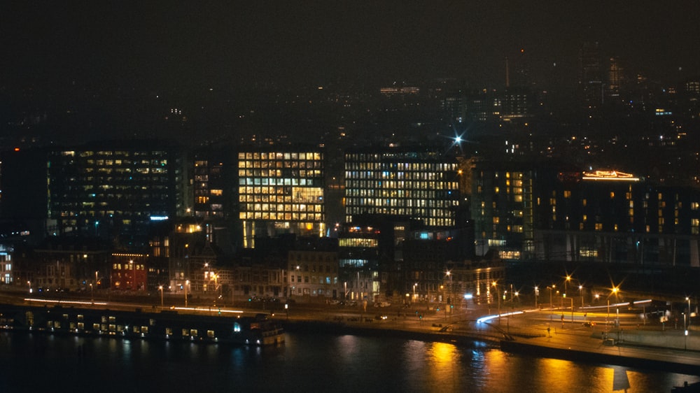 a view of a city at night from across the water