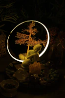 A peaceful setting with protective symbols and glowing light representing spiritual cleansing and protection.
