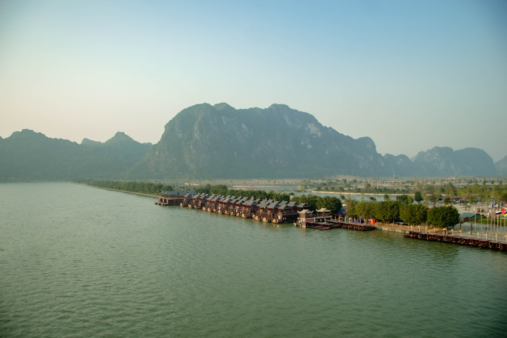 a large body of water surrounded by mountains