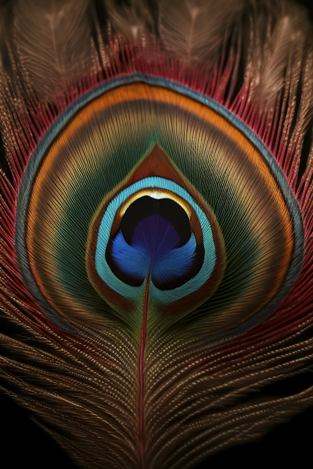 a close up of a peacock's feathers tail