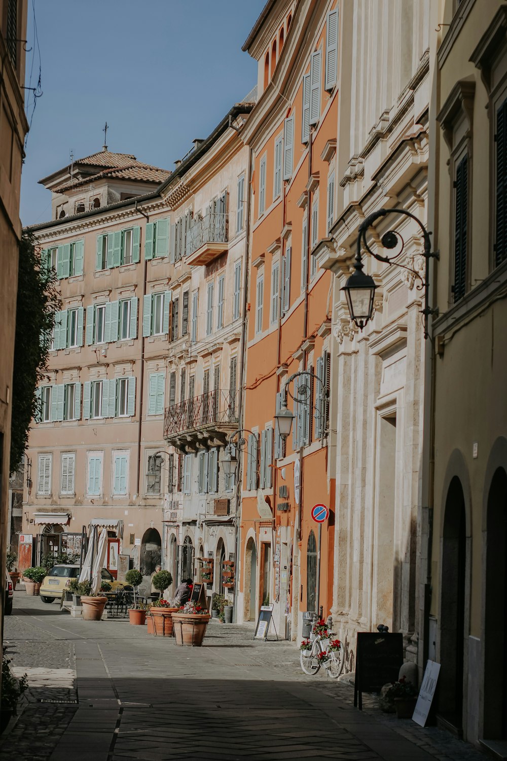 a row of buildings on a city street