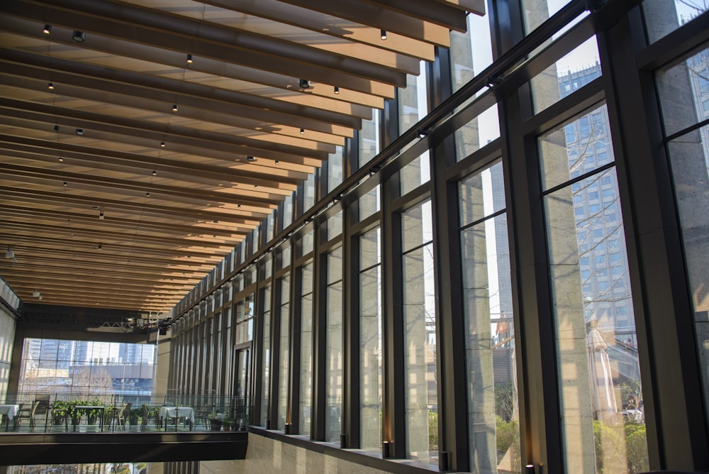 a long hallway with lots of windows next to each other