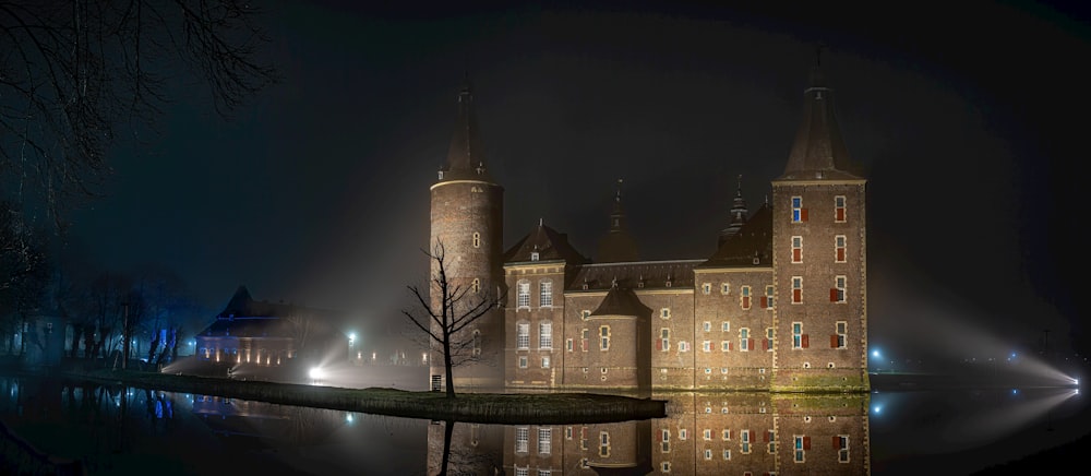 a large building with a clock on the top of it