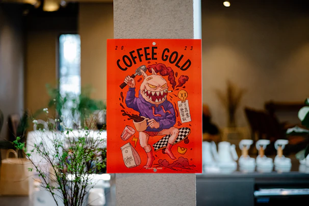 A colorful social media campaign graphic designed for a local coffee shop's seasonal promotion.