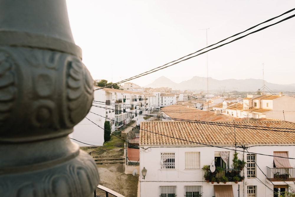 a view of a city from a balcony