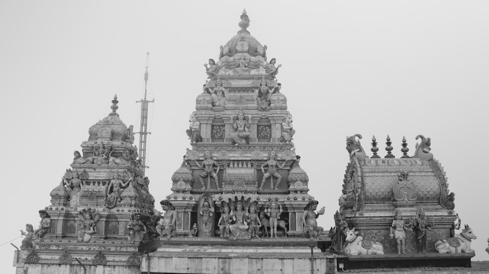 a black and white photo of an ornate building