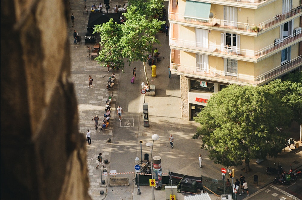 a view of a city street from above