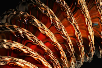 Close-up of a glossy resin wall art piece with swirling pastel colors and gold accents.