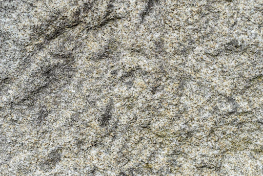 A close-up of a textured stone surface, showing intricate patterns and varying shades of gray and beige.