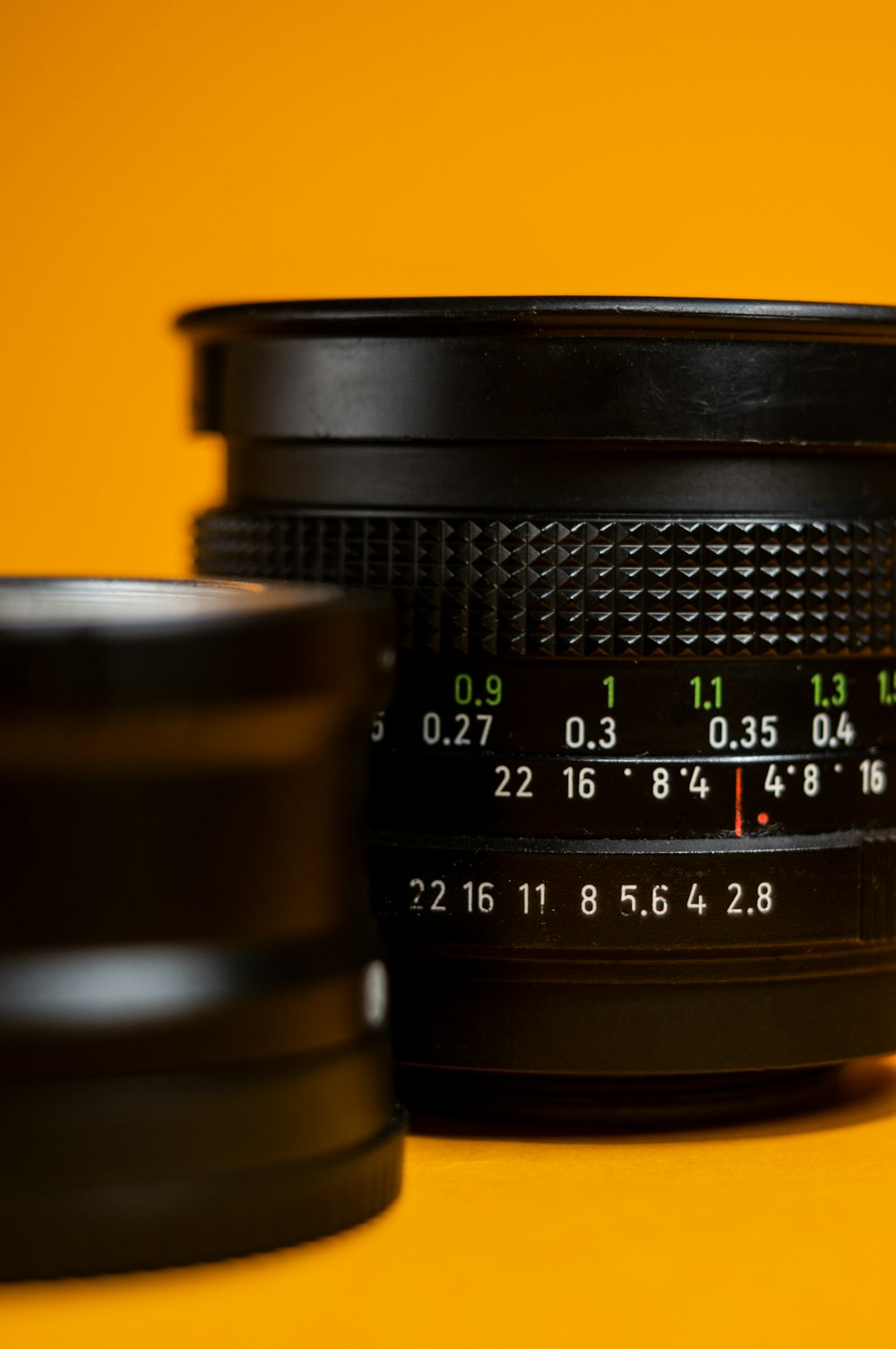 a close up of a camera lens on a table