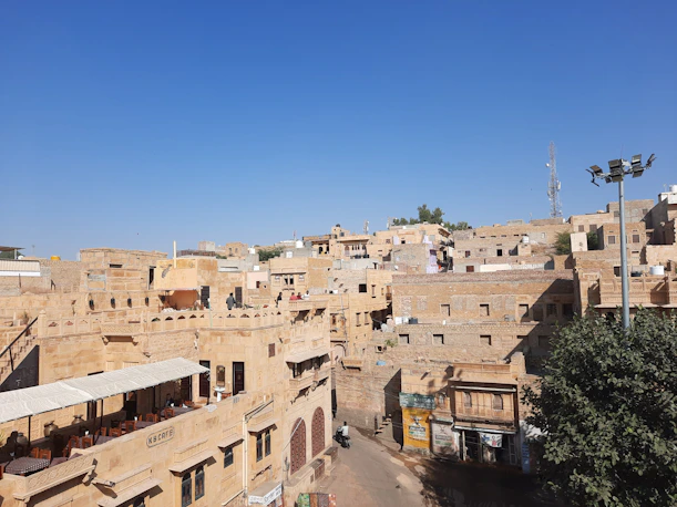 a view of a street in a small village