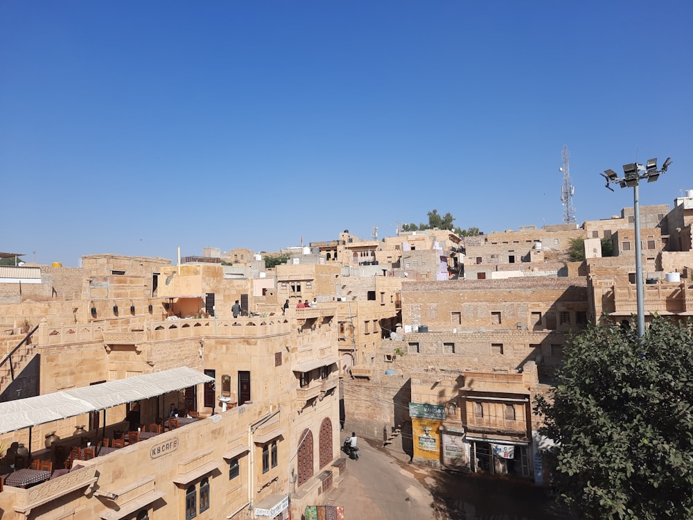 a view of a street in a small village