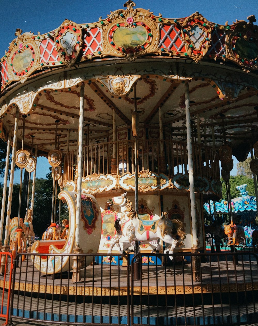 a merry go round at a carnival park