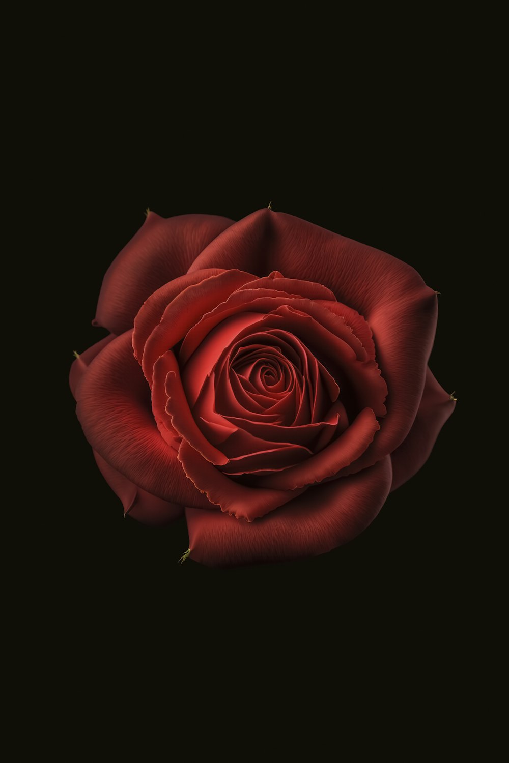 a close up of a red rose on a black background