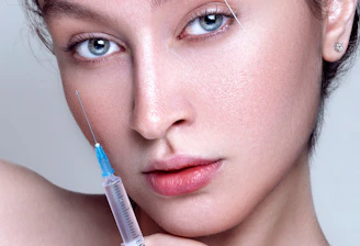 a woman with a needle in her hair