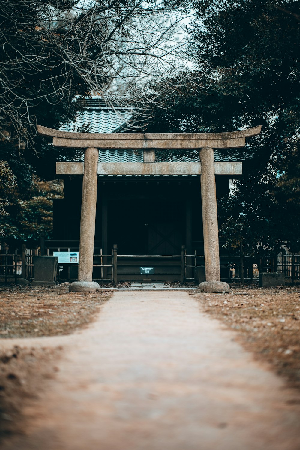 a wooden structure in the middle of a park