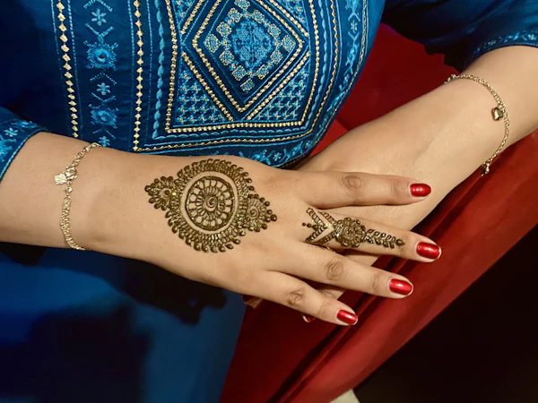 Traditional henna mehndi hand design