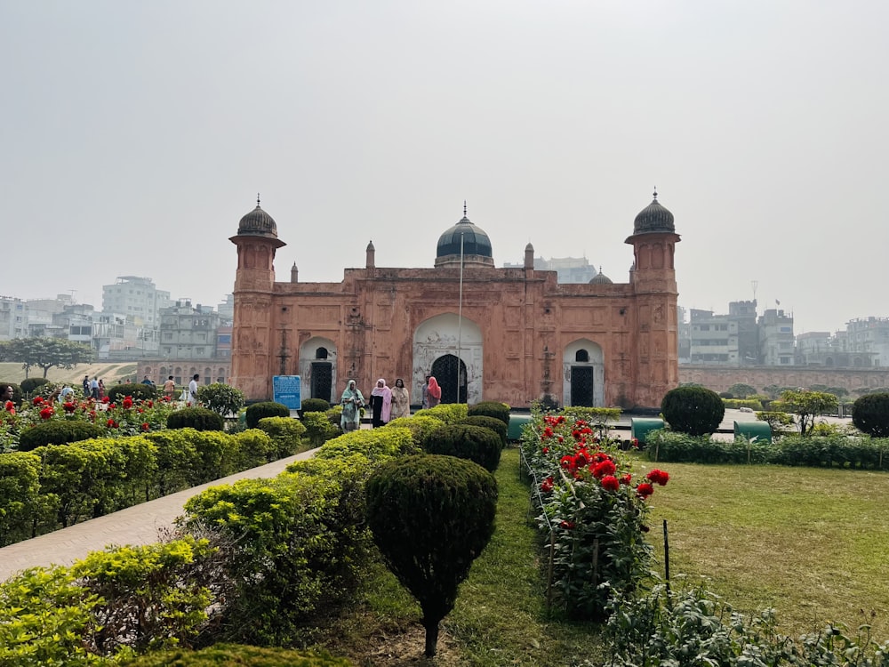 a large building with two towers on top of it