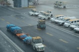 A fleet of transport vehicles ready for service.