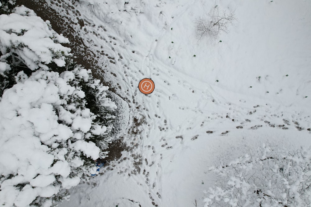 Una vista aérea de un campo cubierto de nieve