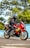 A satisfied customer riding their Honda motorcycle on the road.