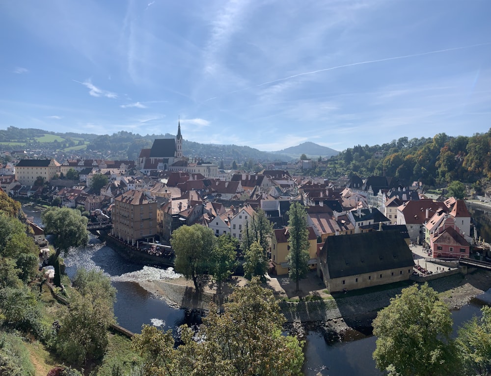 a town with a river running through it