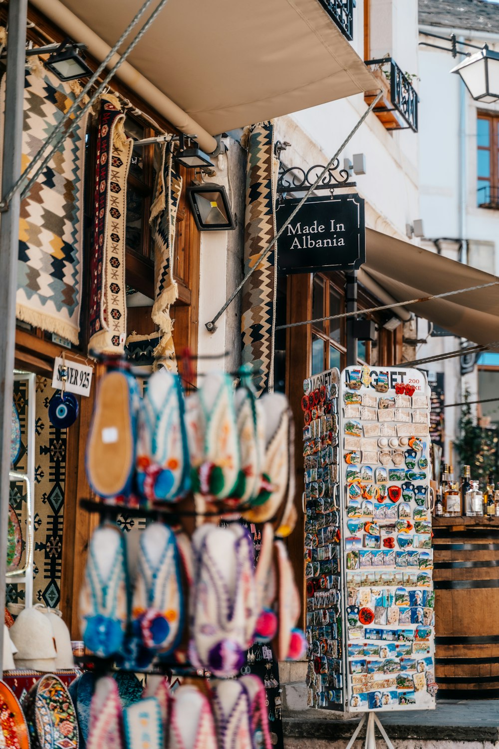 a market with a lot of colorful items on display