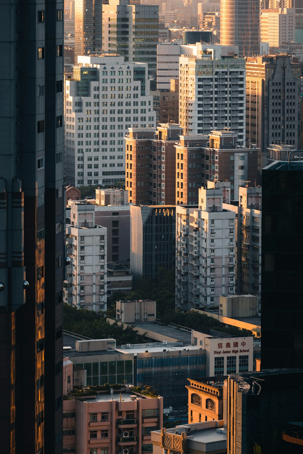 a view of a city from a high rise building