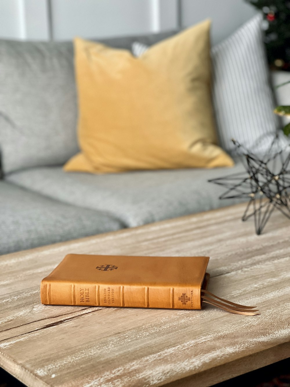 a book sitting on top of a wooden table