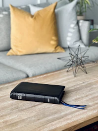 a book sitting on top of a wooden table