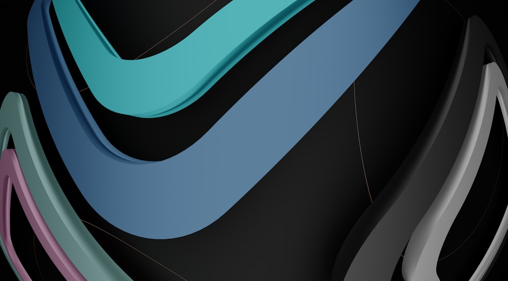 a close up of a black background with different colored lines