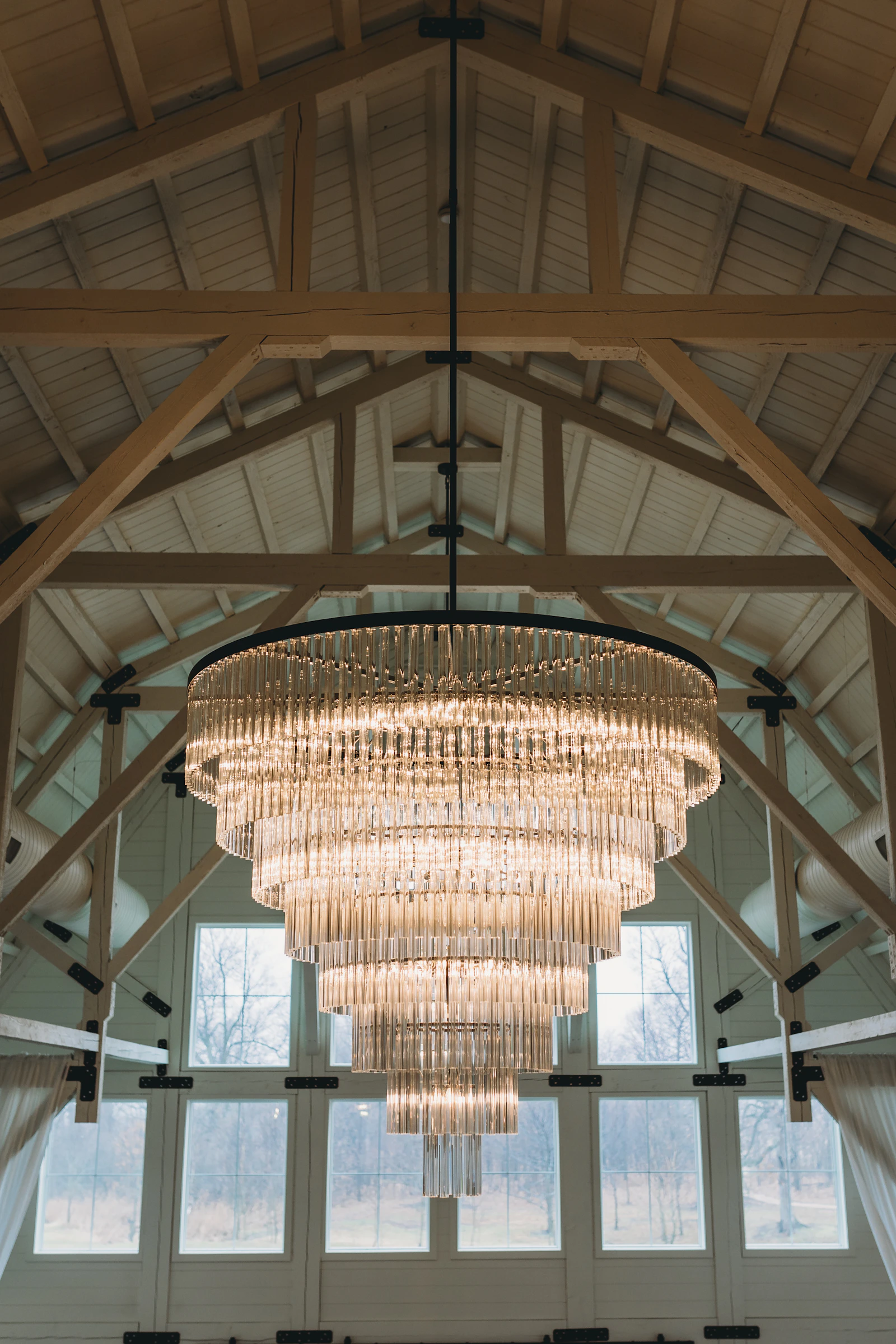 Chandelier inside the barn