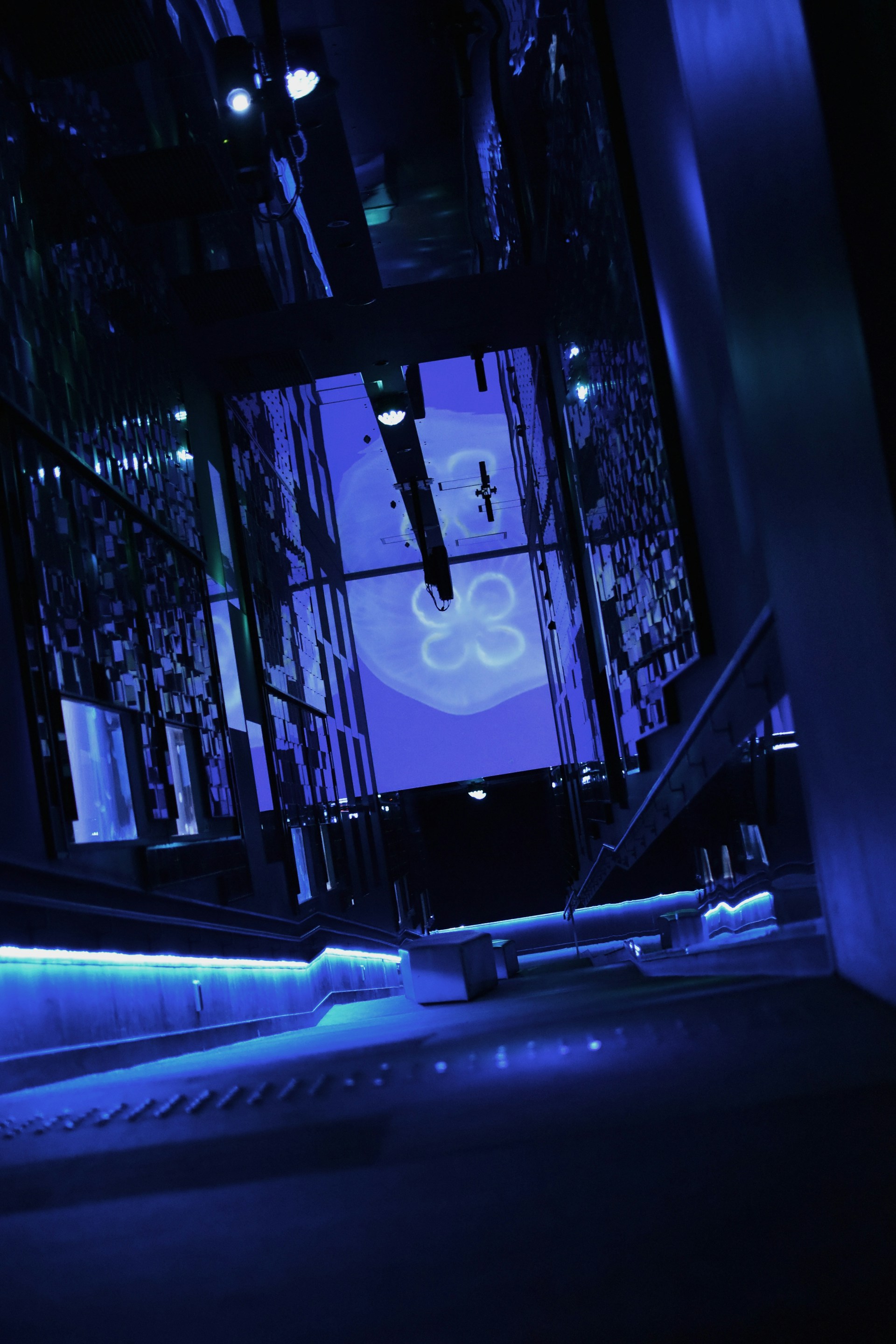 A vibrant neon-lit lounge showcasing bold, creative women in tech, with holographic accents and soft pink glows.