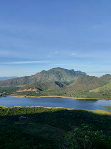 a large body of water surrounded by mountains