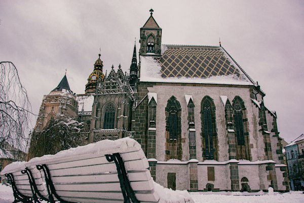 St Elisabeth’s Cathedral in the snow — Košice, Slovakia