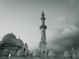 a black and white photo of a large building