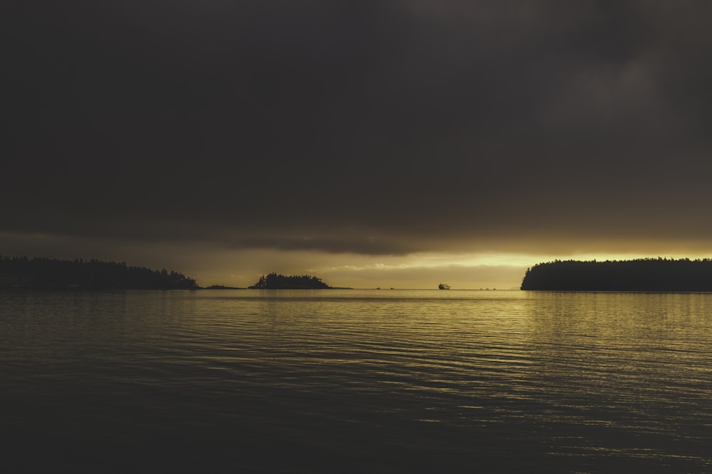 a large body of water under a cloudy sky