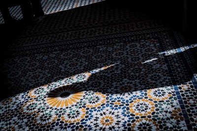 Moroccan Zellige on the floor.