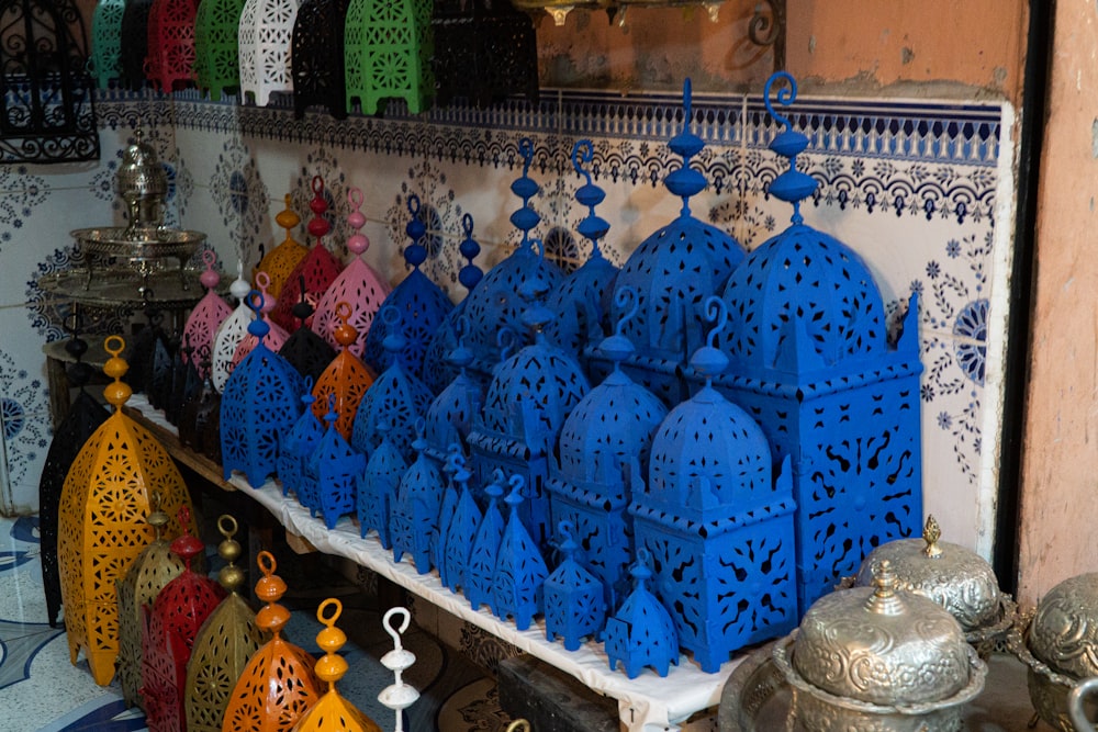 a display of decorative items in a store