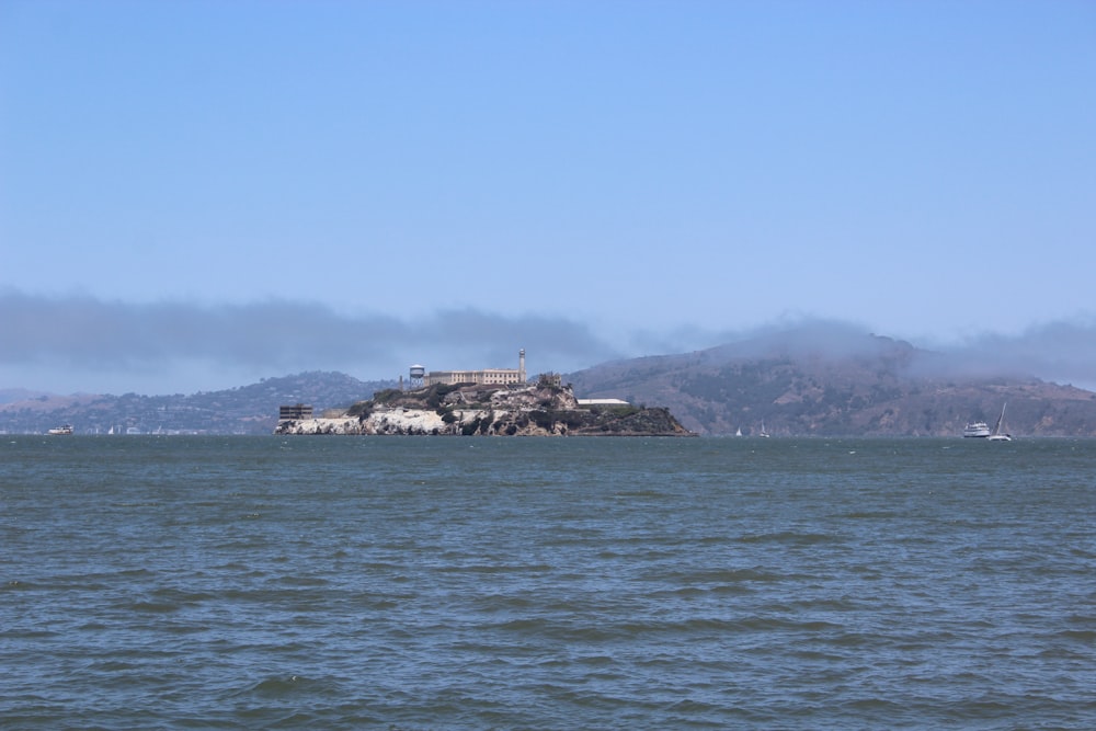 a large island in the middle of a body of water