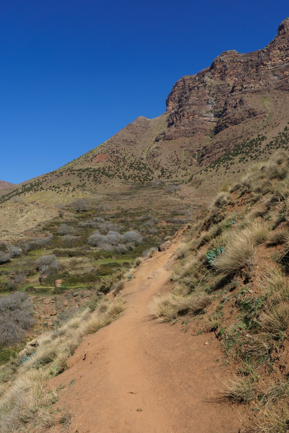 a dirt path in the middle of a mountain