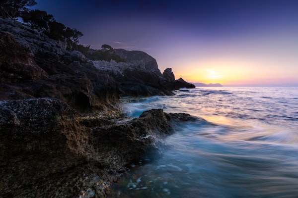 Sunset over the cove from the terrace
