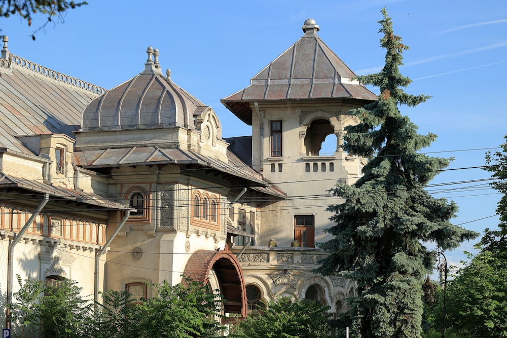 a large building with a clock on the front of it