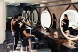 a woman getting her hair done in a salon